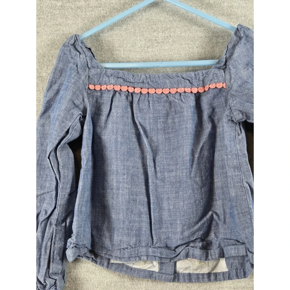 Gymboree 4T Embroidered Flower Denim Chambray Shirt Milk Maid Festival Fairy Y2K